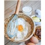 Masterchef Junior - Fouet de Cuisine - Bois et Silicone Bleu - Nettoyage Facile et Empêche les Ingrédients de Coller - Batteur M