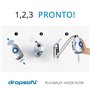 dropson - Carafe avec filtre - Modèle CrystalDrink - Pichet à eau en verre 1L avec couvercle bleu + filtre à eau pour robinet, b