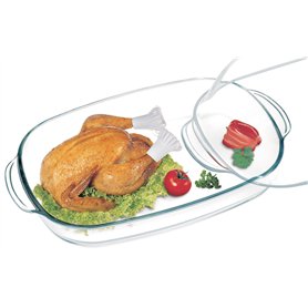 Plat Cocotte Rectangulaire avec Couvercle XXL en Verre Borosilicate très Haute Résistance - Dimension 41