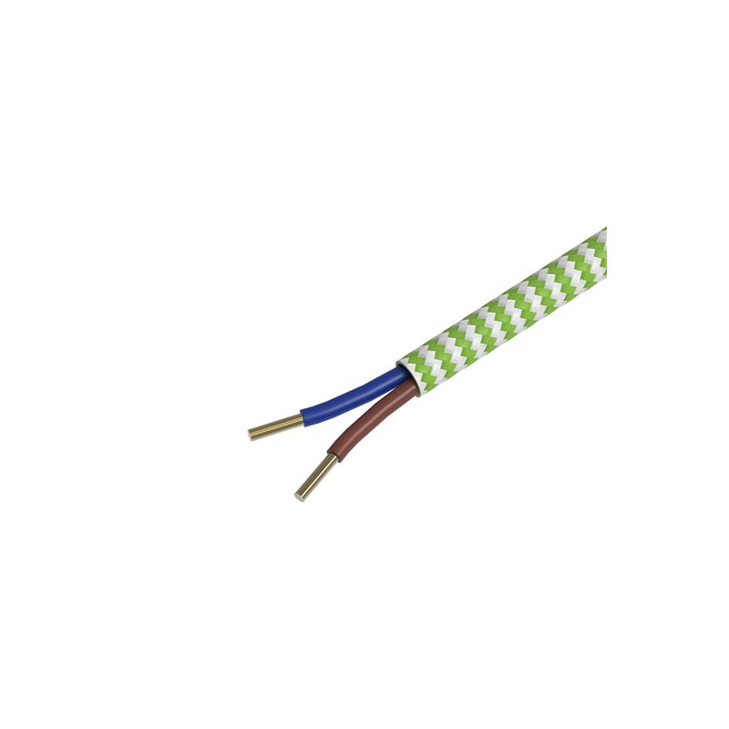 Image secondaire de Calex 60 W 250 V - Cordon enroulé en tissu - Vert citron et blanc - Longueur : 1,5 m