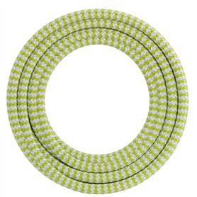 Calex 60 W 250 V - Cordon enroulé en tissu - Vert citron et blanc - Longueur : 3 m