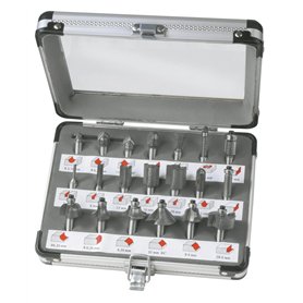FERM Jeu de 20 Fraises - pour défonceuses - Avec coffret en aluminium