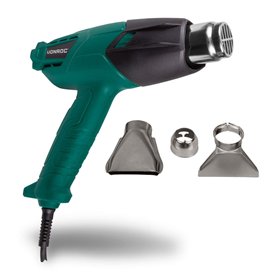VONROC Décapeur thermique 2000W / Pistolet à air chaud – 2 réglages de température – Accessoires et sac de rangement inclus