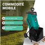 VONROC Broyeur de végétaux 2500W – Pour branches jusqu’à Ø45mm - Bac de ramassage de 45L et poussoir inclus - Fonction de sécuri