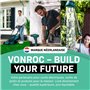 VONROC Broyeur de végétaux 2500W – Pour branches jusqu’à Ø45mm - Bac de ramassage de 45L et poussoir inclus - Fonction de sécuri