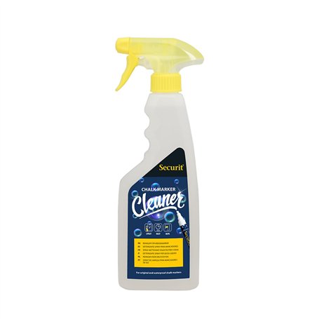 SECURIT - Spray Détergent pour Effacer Traces de Stylo Craie Liquide - Pour Tableau Noir et Autres Surfaces - Pour Bar
