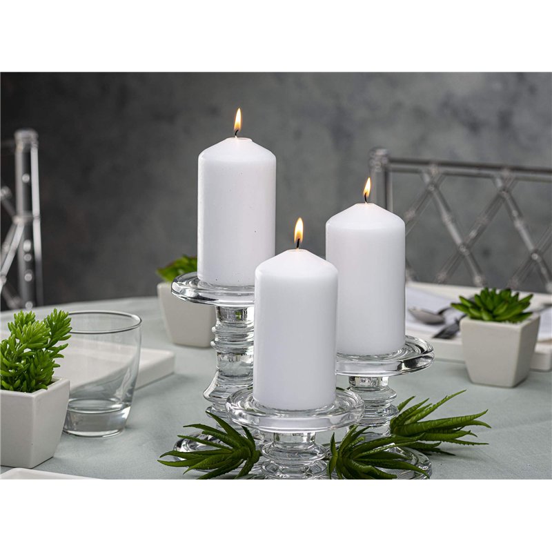 Image secondaire de Bolsius Bougies Basiques pour décoration, Cire, Blanc, Taille Cire, Simple : h 11,8 cm Ø5,8 cm, 12 unités