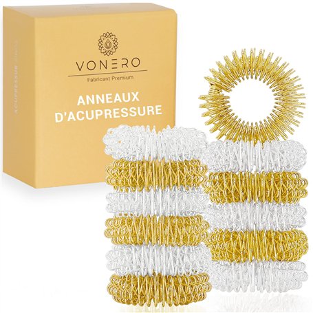 VONERO® Premium bagues de massage | Anneaux de massage pour les doigts | Anneau d'acupression | massage main | anti stress | Lot