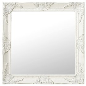 vidaXL Miroir Mural Style Baroque Blanc 60 x 60 cm