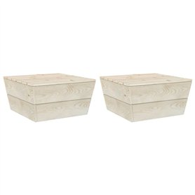 vidaXL Lot de 2 Tables de Jardin en épicéa imprégnées - Table Basse - Table d'appoint - Table de terrasse - 60 x 60 x 30 cm