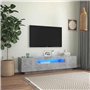 Meuble TV avec lumières LED Gris béton 160x35x40 cm
