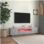 Meuble TV avec lumières LED Gris béton 160x35x40 cm