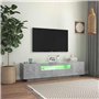 Meuble TV avec lumières LED Gris béton 160x35x40 cm