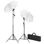 vidaXL Kit de Studio Photo avec Lampes Toile de Fond et Réflecteur Lumière de Studio Photographie Kit d'Eclairage Système de Toi