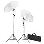 vidaXL Kit de Studio Photo avec Lampes Toile de Fond et Réflecteur Lumière de Studio Système de Toile de Fond Kit d'Eclairage Ph