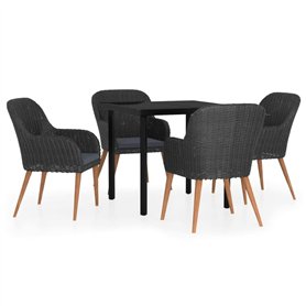 vidaXL Mobilier de Salle à Manger de Jardin avec Coussins 5 pcs Mobilier à Dîner Table et Chaises de Repas Meubles de Terrasse P