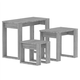 vidaXL Tavolini Impilabili 3 pz Grigio Sonoma in Legno Multistrato