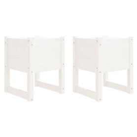 vidaXL 2X Jardinières Pots de Fleurs de Jardin Bacs à Fleurs Lits Surélevés Terrasse Balcon Patio Extérieur Blanc 40x40x52