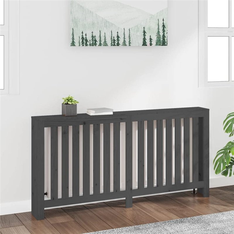 Image secondaire de Cache-radiateur Gris 169x19x84 cm Bois massif de pin
