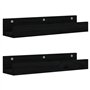 Mensole da Parete 2 pz Nero 50x12x9cm in Legno Massello di Pino