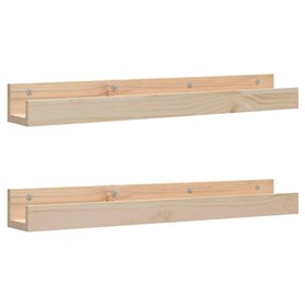 vidaXL 2X Étagères Murales Flottantes Suspendues Meuble de Rangement Chambre à Coucher Salle de Séjour 80x12x9 cm Bois de Pin Ma