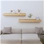 vidaXL 2X Étagères Murales Flottantes Suspendues Meuble de Rangement Chambre à Coucher Salle de Séjour 80x12x9 cm Bois de Pin Ma