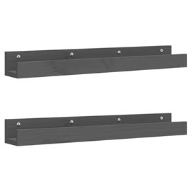 Mensole da Parete 2 pz Grigio 80x12x9cm Legno Massello di Pino