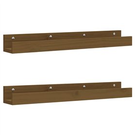 Mensole da Parete 2 pz Miele 80x12x9cm Legno Massello di Pino