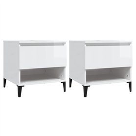 vidaXL Tavolini 2pz Bianco Lucido 50x46x50 cm in Legno Multistrato