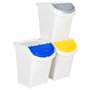 vidaXL Poubelles empilables avec couvercles 3 pcs Blanc PP 120 L, Poubelle de Recyclage, Poubelle de Cuisine, Poubelle de tri, P