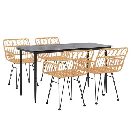vidaXL Ensemble à Manger de Jardin 5pcs Résine tressée