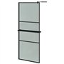 vidaXL Paroi de douche avec étagère Noir 90x195 cm Verre ESG&Aluminium