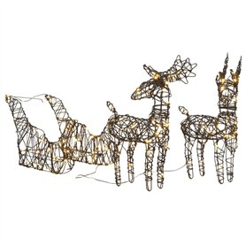 vidaXL Décoration de Noël Renne et Traîneau 160 LED