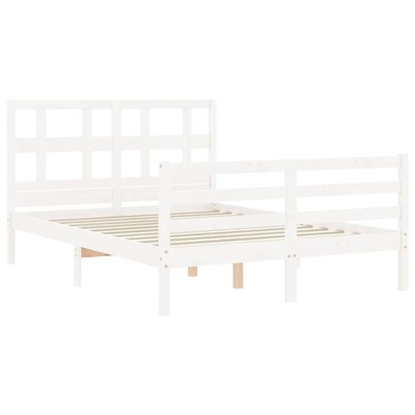 vidaXL Cadre de lit avec tête de lit Blanc 140x200 cm Bois Massif