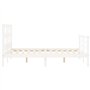 vidaXL Cadre de lit avec tête de lit Blanc 140x200 cm Bois Massif, lit, mobilier de Chambre à Coucher, lit en Bois, lit Double, 