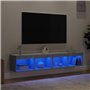 vidaXL Meubles TV avec Lumières LED 2 pcs, Armoires de Télévision Murales, Meubles Télé Suspendus avec Rangement Salon, Moderne,