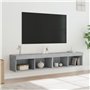 vidaXL Meubles TV avec Lumières LED 2 pcs, Armoires de Télévision Murales, Meubles Télé Suspendus avec Rangement Salon, Moderne,