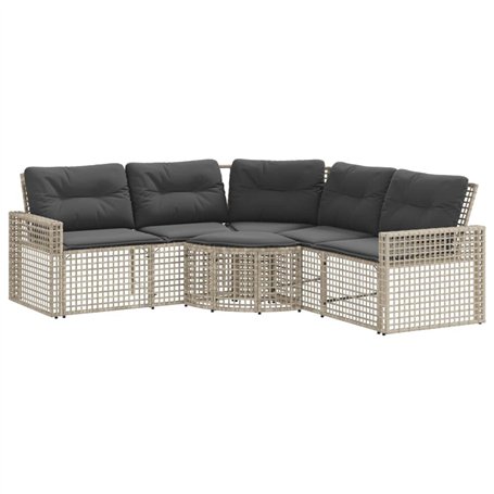 vidaXL Canapé de Jardin et Coussins et Repose-Pied en Forme de L rotin