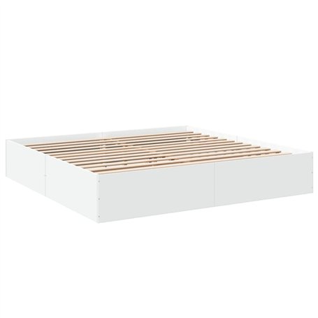 vidaXL Cadre de Lit Double Blanc 200x200 cm en Bois d'Ingénierie - Meuble de Chambre à Coucher