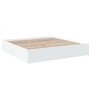 vidaXL Cadre de Lit Double Blanc 200x200 cm en Bois d'Ingénierie - Meuble de Chambre à Coucher, Sommier, Lit à Panneaux, Plate-F