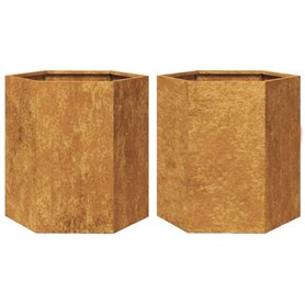 vidaXL Jardinières 2 pcs hexagone 46x40x45 cm Acier résistant aux intempéries