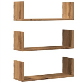vidaXL Étagères murales 3 pcs chêne Artisanal Bois d'ingénierie