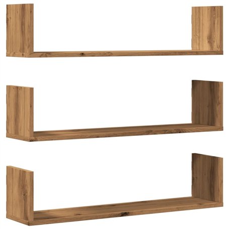 vidaXL Étagères murales 3 pcs chêne Artisanal Bois d'ingénierie