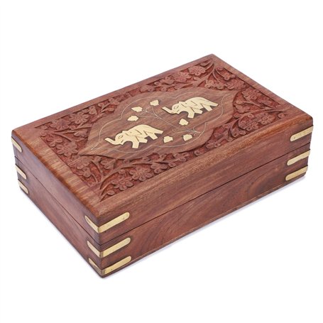 Ajuny Boîte à Bijoux en Bois Faite à la Main pour Femme | Organisateur de Voyage de Stockage Souvenirs Polyvalent Solide | Porte
