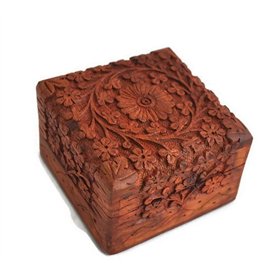Ajuny Boîte à Souvenirs Décorative en Bois Sculptée à la Main Armoire à Bijoux Coffre au Trésor Porte Bibelots Rangement Organis