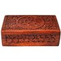 Ajuny Boîte à Bijoux en Bois Faite à la Main Sculptée à la Main Rangement en Bois de Rose pour Femme, Mini Organisateur de Voyag