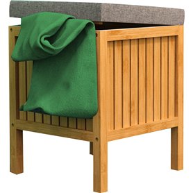 EISL BMBA02-WKBH Tabouret de salle de bain en bambou avec panier à linge
