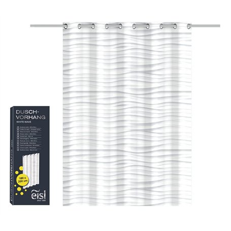 EISL Rideau de Douche en Textile avec Motif (180 x 200 cm) - Lavable - avec revêtement imperméable - Entièrement Opaque - Rayure