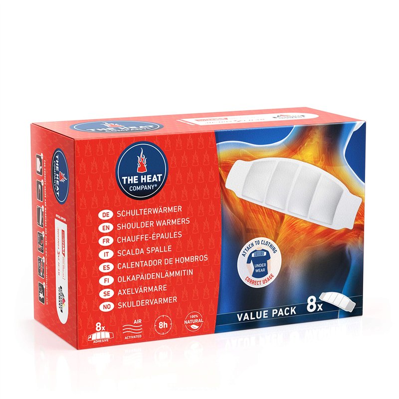 THE HEAT COMPANY Chauffe-Épaules - 8 pièces - EXTRA CHAUD - adhésif - chaufferettes pour les épaules et le cou - 8 heures de chaleur