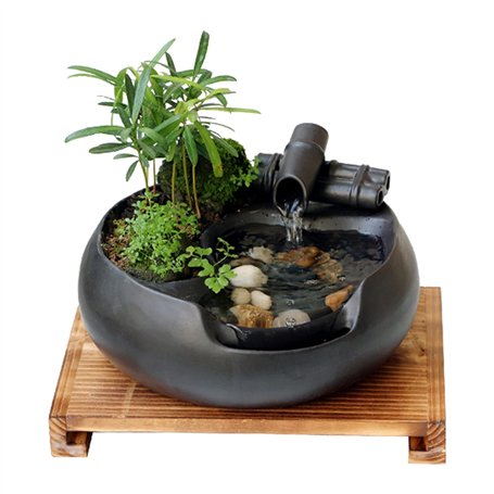 zlw-shop Fontaine d'intérieur Tabletop Fountain Waterfall Desktop Ordinateur Électrique Fontaine Décor Intérieur Extérieur Porta